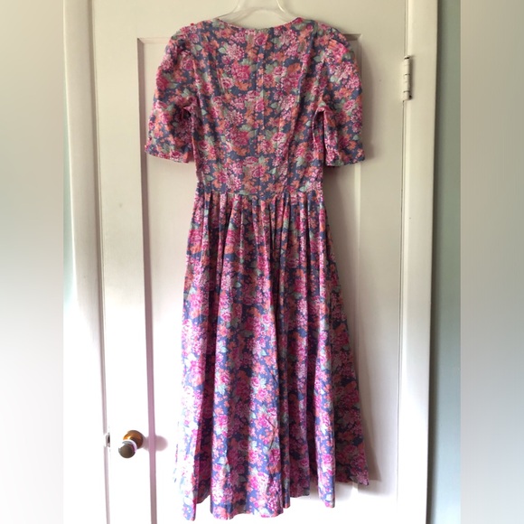 VTG Laura Ashley Dress PINK PRINT  Puff Sleeves Women’s Size 10 UK 12 cotton - Picture 8 of 9